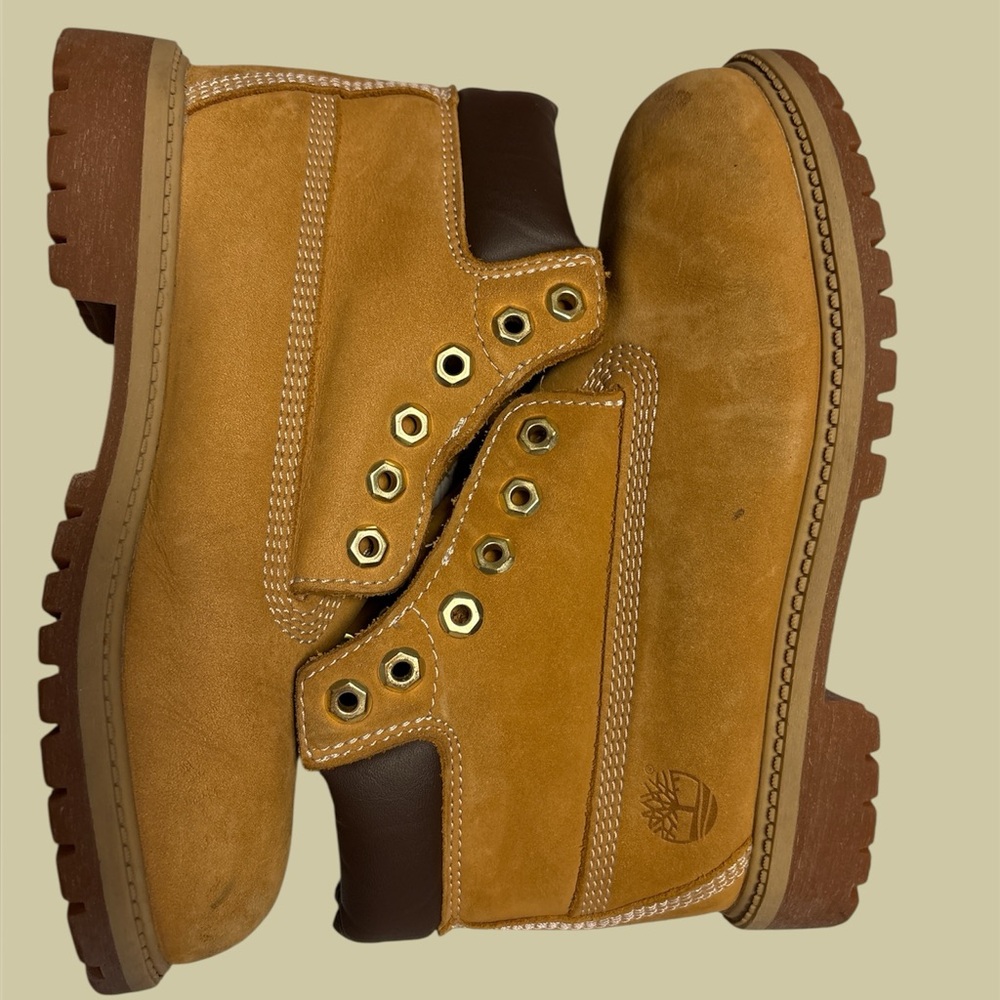 Timberland Youth 6” Premium Waterproof‎ Boots Tan Leather Size 2M Style 12709